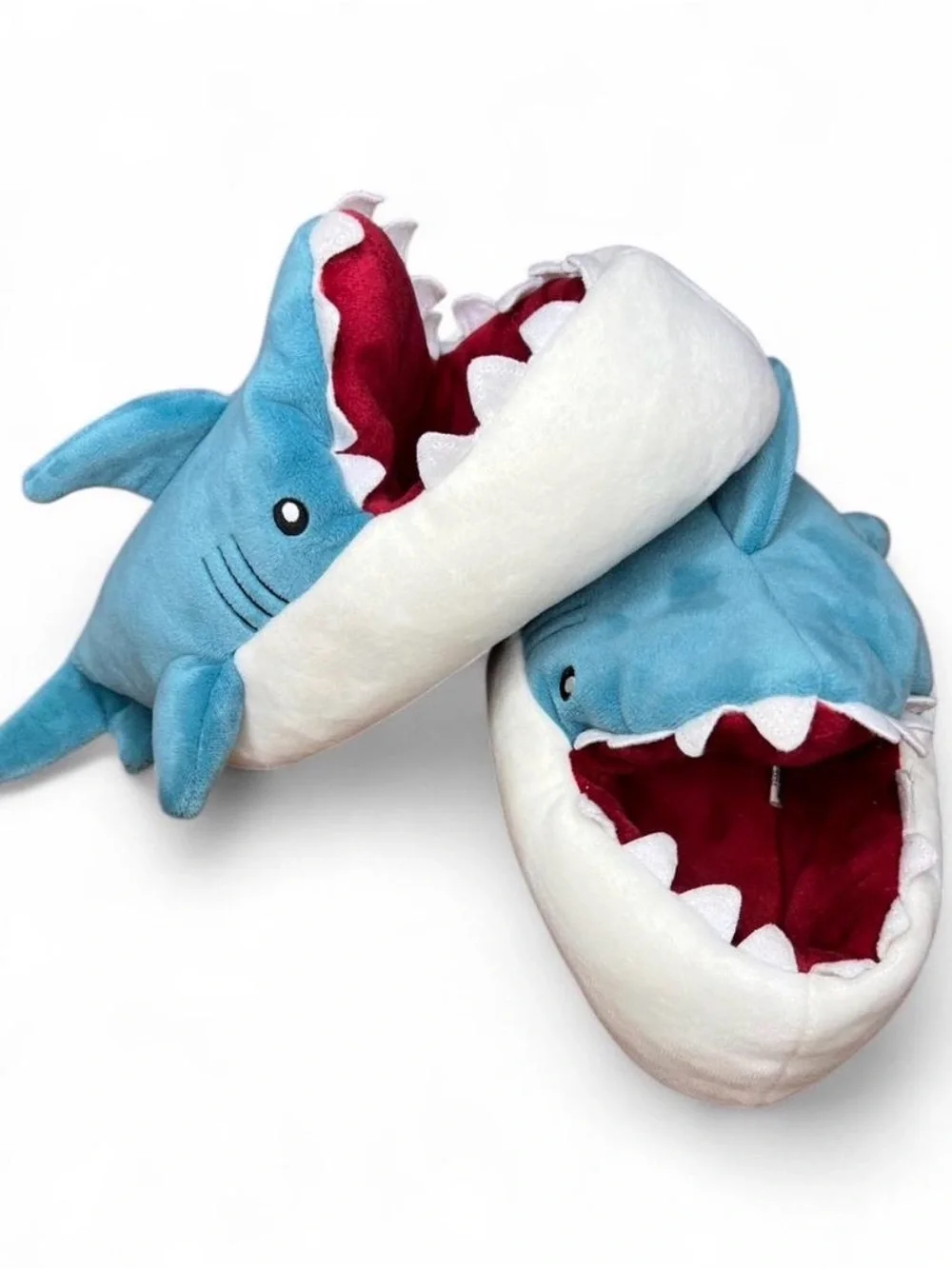 Plush Shark Slippers Slip-On Kids - Blue and White Size 13 / 1 Fun Summer